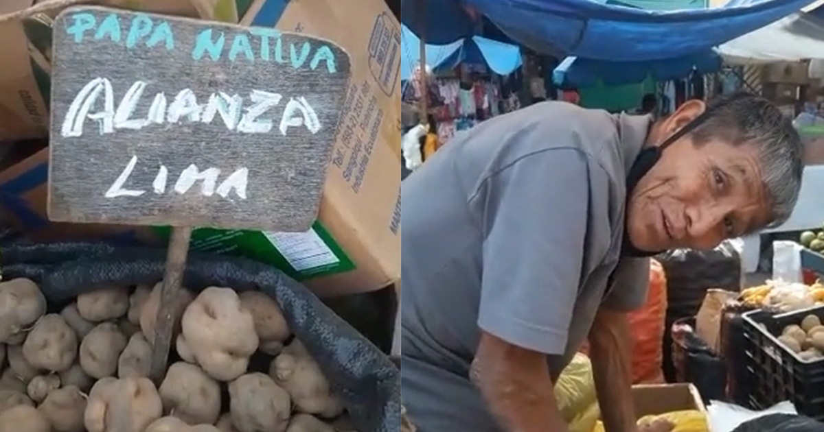 Vendedor vende «Papas Alianza Lima» a 8 por 1 sol